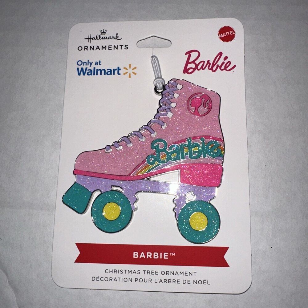 Hallmark Barbie Pink Roller Skate Metal Charm Christmas Ornament Hanger NEW